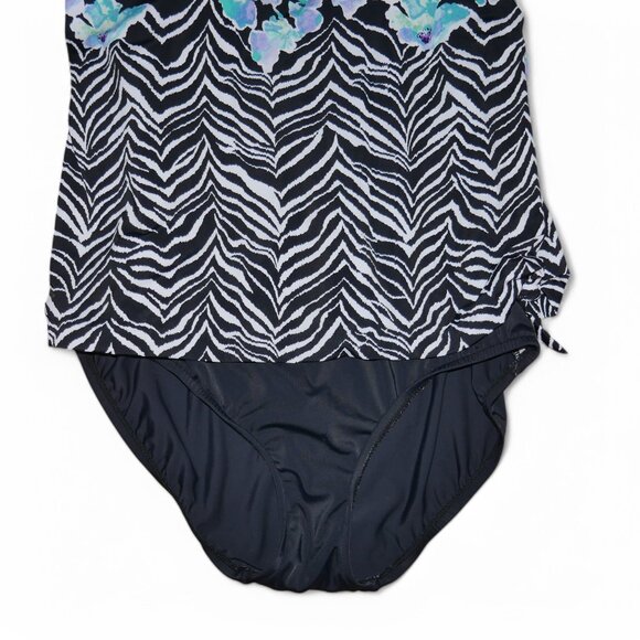 Maxine Of Hollywood Womens Size 16 Bandeau One Piece Swimsuit Zebra Garden - Picture 9 of 13